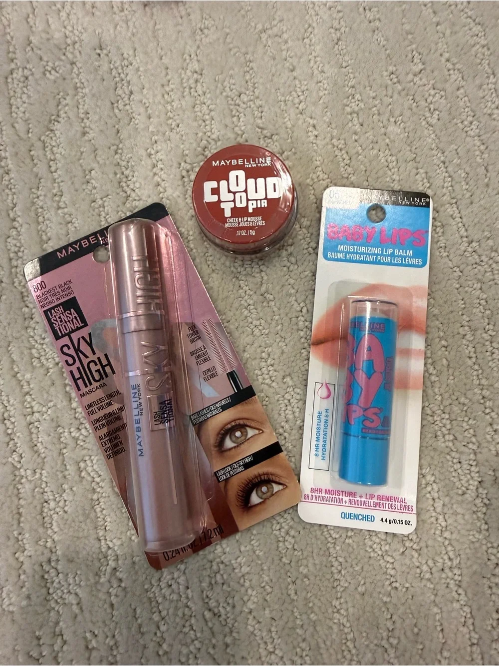 Maybelline bundle. New sealed. Never used sky high cloudtopia baby lips $31